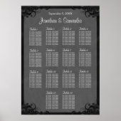 Zwarte en grijze Gothic 14 Wedding Table Seating C Poster (Voorkant)