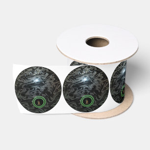 Zwarte en grijze groene Bowl, satijnlint Lint