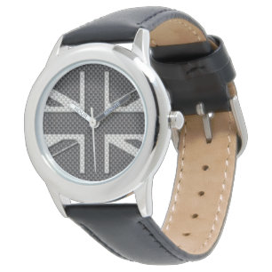 Zwarte en grijze koolstofvezel - Vlaggenunie Horloge