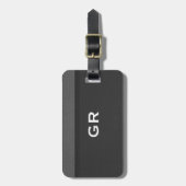 Zwarte en grijze ledertextuur bagagelabel (Voorkant verticaal)