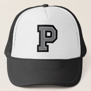 Zwarte en grijze letter "P" Trucker Pet