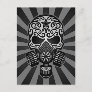 Zwarte en grijze post Apocalyptic Sugar Skull Briefkaart