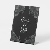 Zwarte en grijze Roos Gothic Weddenschappen Reclamebord Met Voetstuk (Voorkant)