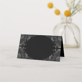 Zwarte en grijze Rozen Gothic Wedding Place Card