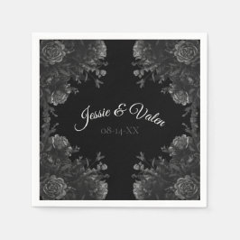 Zwarte en grijze Rozen Gothic Wedding Servet
