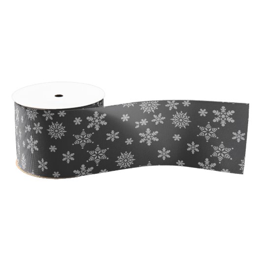 Zwarte en grijze Snowflake Grosgrain Lint (Spoel)