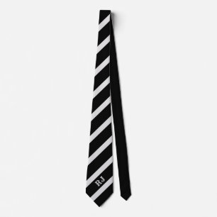 Zwarte en grijze stropdas met monogram