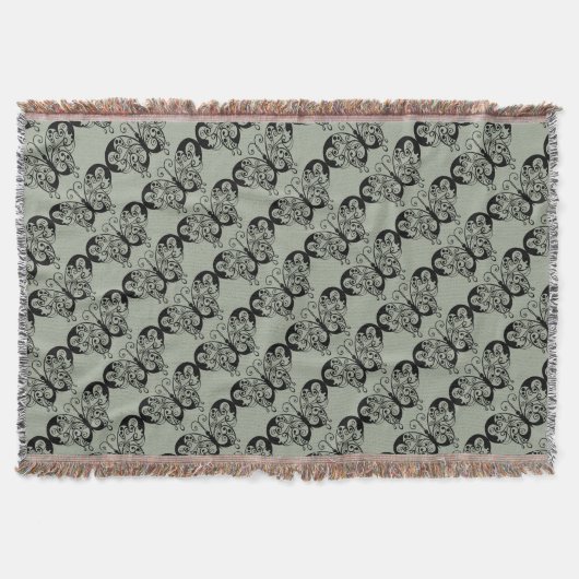 Zwarte en grijze vlinder deken (Voorkant)