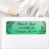 Zwarte en groene elegante script retourlabels etiket (Insitu)