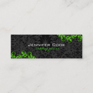 Zwarte en groene Floral Damascus 4 Wedding Planner Mini Visitekaartje