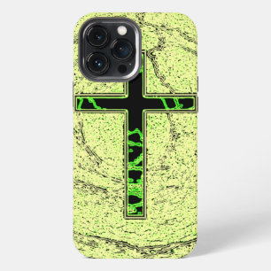 ZWARTE EN GROENE KRUIS MET MARMER ACHTERGROND iPhone 13 PRO MAX HOESJE