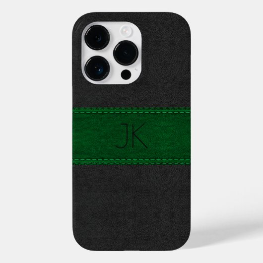 Zwarte en groene  lederen afdrukken Case-Mate iPhone case (Achterkant)