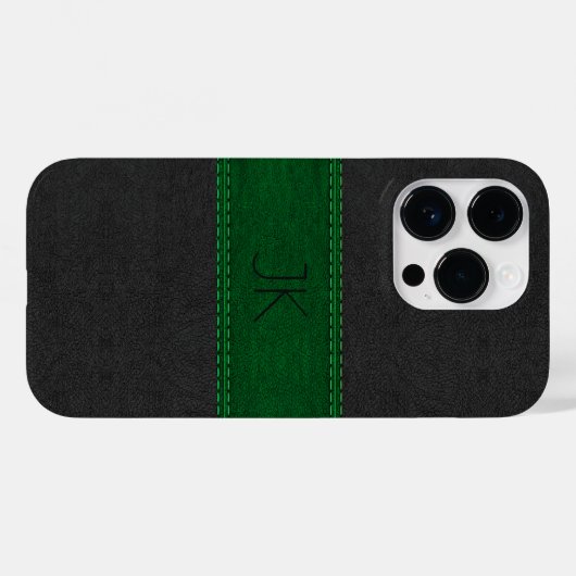 Zwarte en groene  lederen afdrukken Case-Mate iPhone case (Achterkant (horizontaal))