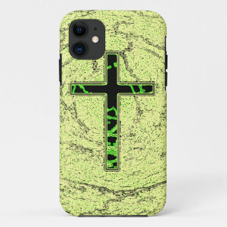 ZWARTE EN GROENE RUIMTE MET MARBLE ACHTERGROND iPhone 11 HOESJE