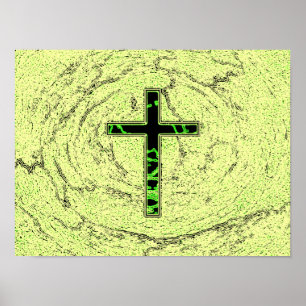 ZWARTE EN GROENE RUIMTE MET MARBLE ACHTERGROND POSTER