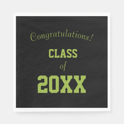 Zwarte en groene School Kleuren Afstuderen Servet (Voorkant)