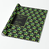 Zwarte en groene sterren Pattern kerst Elegant Cadeaupapier (Uitgerold)
