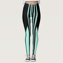 Zwarte en groene strepen Leggings