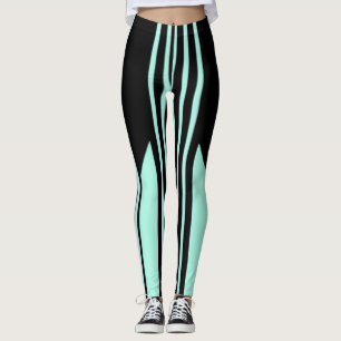 Zwarte en groene strepen Leggings