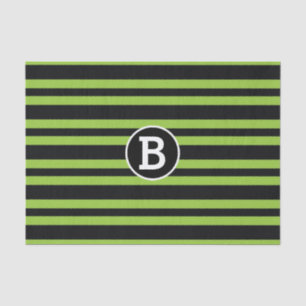 Zwarte en groene strepen Monogram Letter Initiaal Tissuepapier