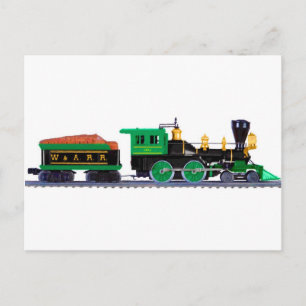 Zwarte en groene trein briefkaart