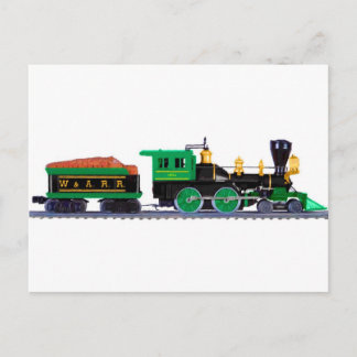 Zwarte en groene trein briefkaart