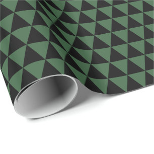 Zwarte en jachtgroene driehoeken cadeaupapier