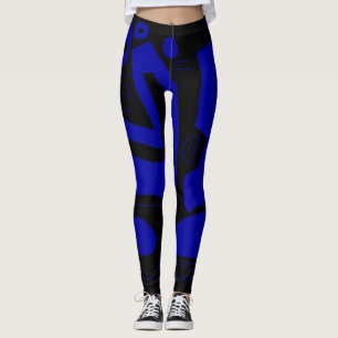 zwarte en kobaltische blauwe leggings