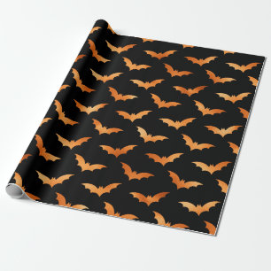 Zwarte en koperen Halloween vleermuizen Cadeaupapier