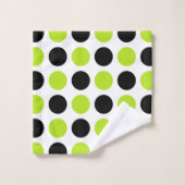 Zwarte en langgroene poka Dots Bad Handdoek (Wasdoekje)
