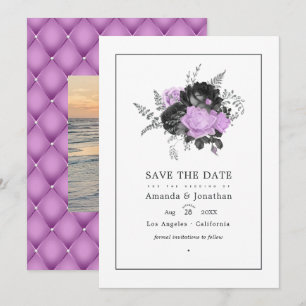 Zwarte en Lila  Floral Wedding Foto Save The Date
