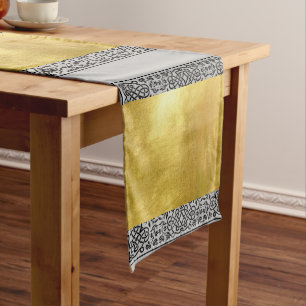 Zwarte en Metallic Gouden Tafelloper