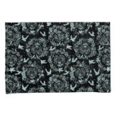 Zwarte en Mint Green Floral en vogels Kussensloop (Voorkant-Rechts)