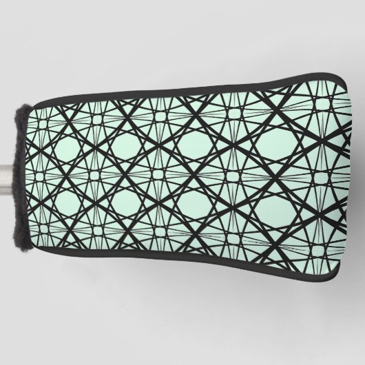 Zwarte en Mint Groene Geometrische Kunst Golfheadcover (Voorkant)