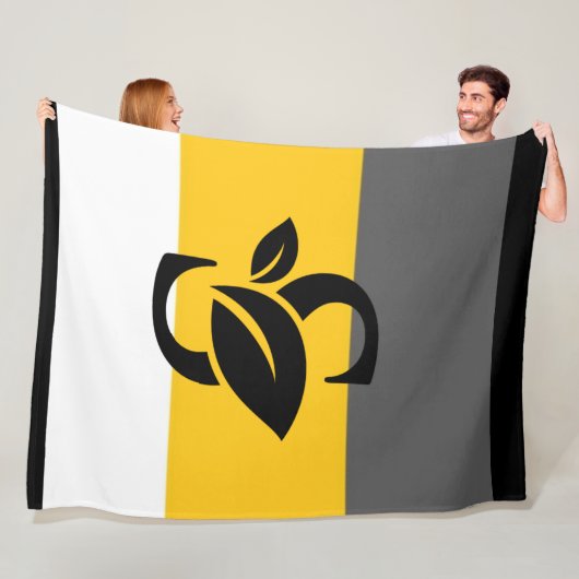 Zwarte en multicolor stripe logo deken (In situ)