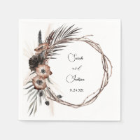 Zwarte en natuurlijke Floral Boho Rustic Name