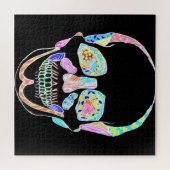 Zwarte en Neon Skull Puzzle Legpuzzel (Horizontaal)