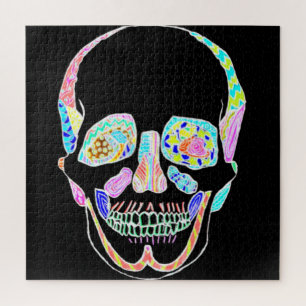 Zwarte en Neon Skull Puzzle Legpuzzel