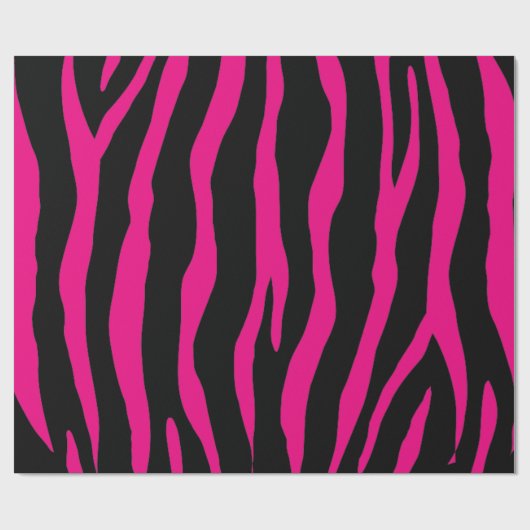 Zwarte en neonroze zebra afdrukken dierpatroon cadeaupapier (Vlak)