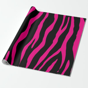 Zwarte en neonroze zebra afdrukken dierpatroon cadeaupapier