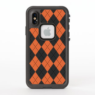 Zwarte en Oranje Argyle   Telefoonhoesje
