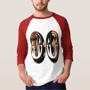 zwarte en Oranje Basketball-nummer 00, T-shirt