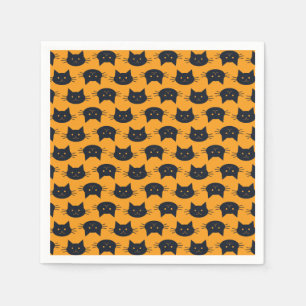 Zwarte en Oranje Halloween katten Servet