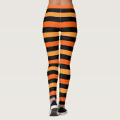 Zwarte en Oranje Halloween Stripe Leggings (Achterkant)