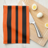 Zwarte en Oranje Halloween Stripes Theedoek (Quarter Fold)