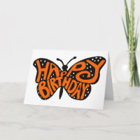Zwarte en Oranje Monarch Boterfly Happy Birthday