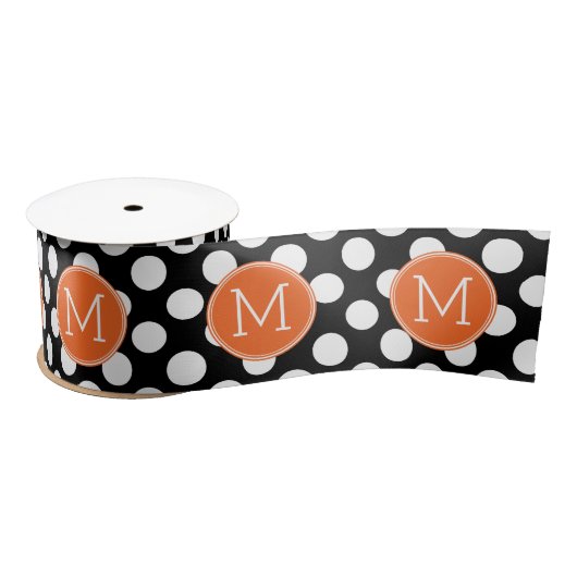 Zwarte en Oranje poka Dots met aangepast monogram Lint (Spoel)