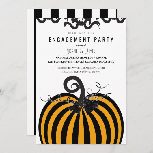 Zwarte en Oranje Pompoen Herfstfeest Kaart (Voorkant / Achterkant)