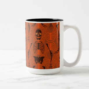 Zwarte en Oranje skeletten Halloween Mok