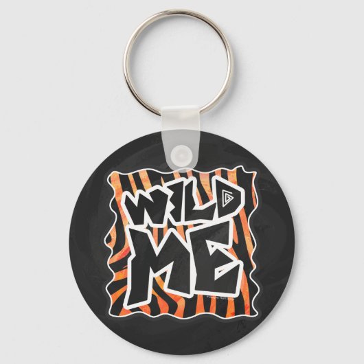 Zwarte en Oranje wilde Zebra Sleutelhanger (Voorkant)